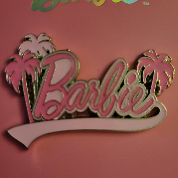 Barbie Logo with Palm Trees Enamel Pin - Picture 5 of 5